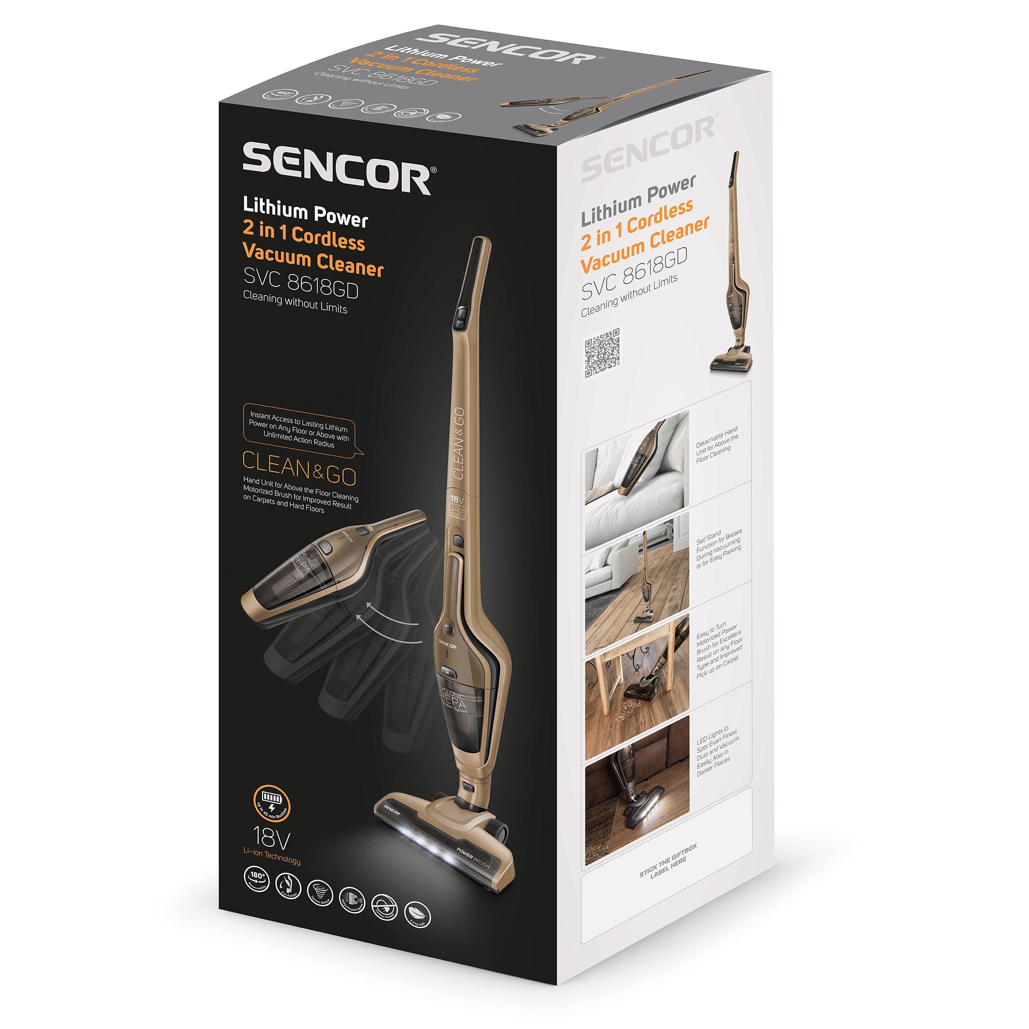 Sencor Cordless Vacuum Cleaner 2in1 SVC 8618GD
