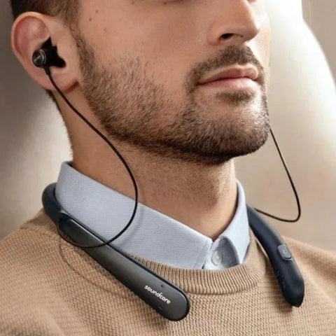a man wear Life U2i Wireless headphone