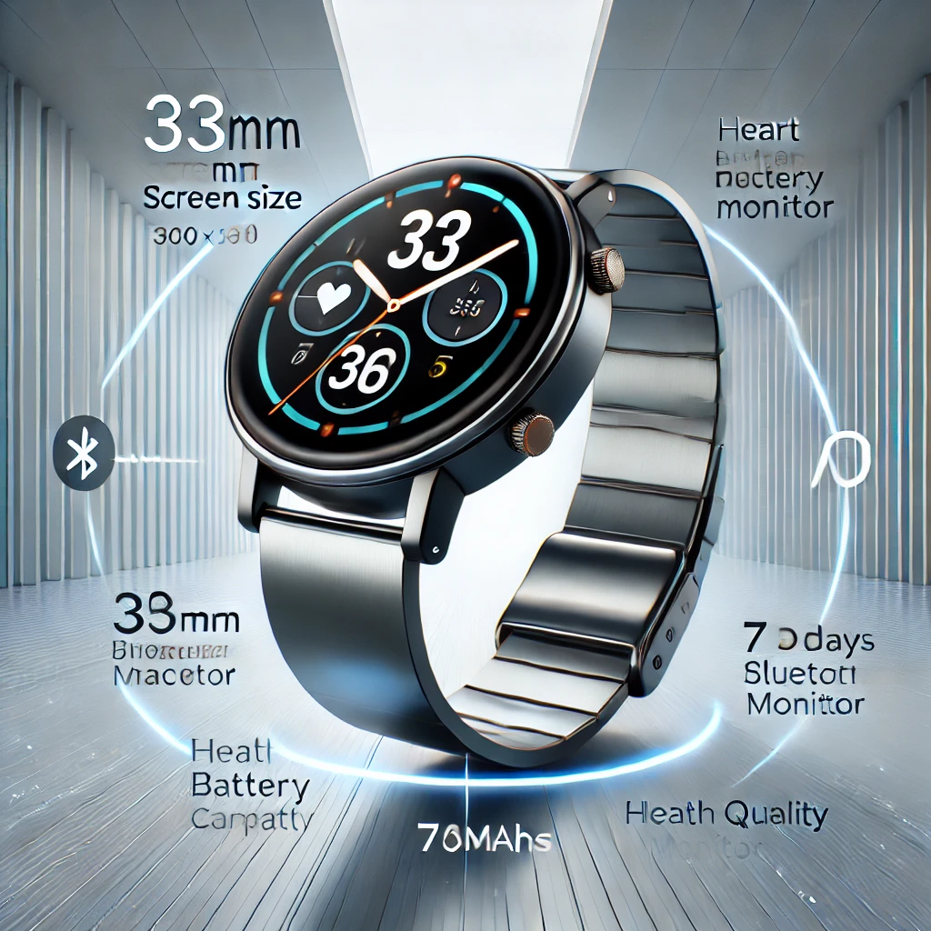 XINJI Nothing 1 Smartwatch displaying its sleek design and key features including AMOLED display, battery life, and health monitoring tools.