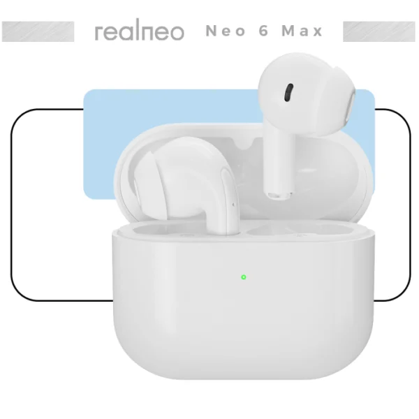Neo 6 Max True Wireless Bluetooth EarbudsWhite Color