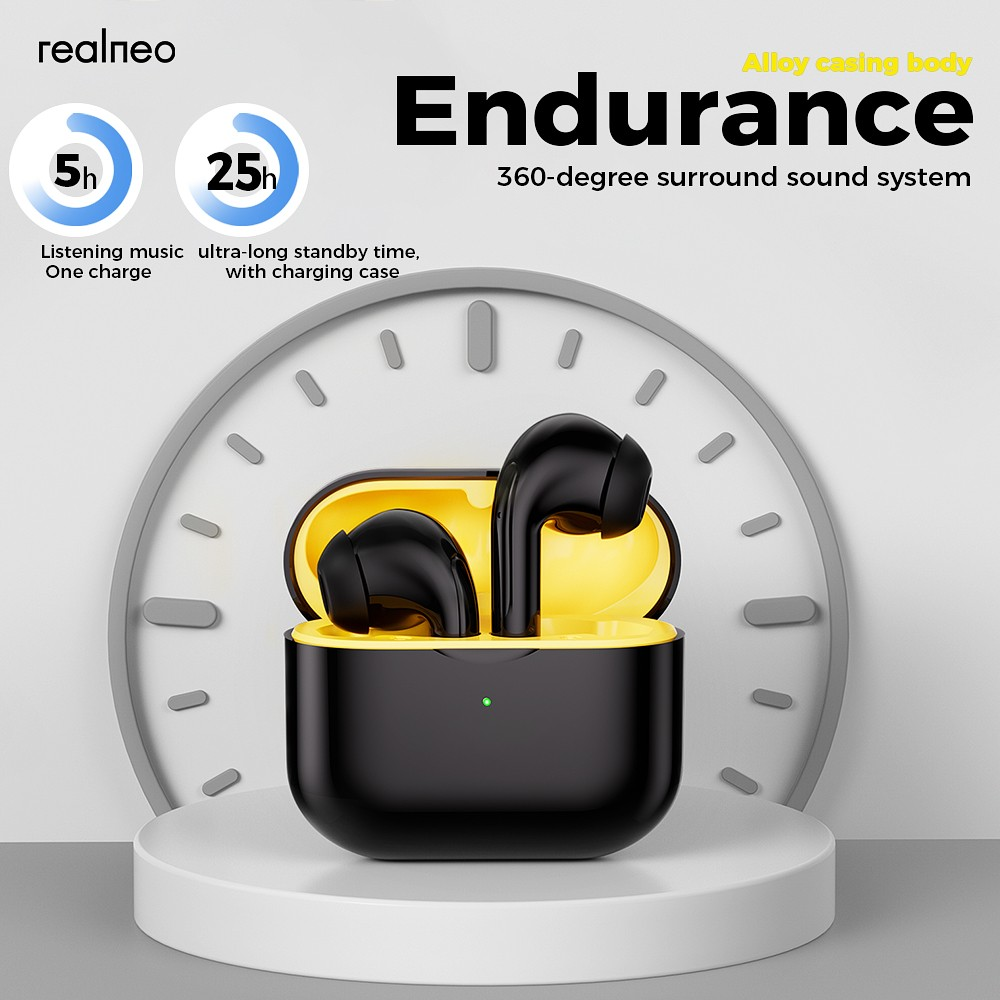 long battery life of realneo max 6 earbuds